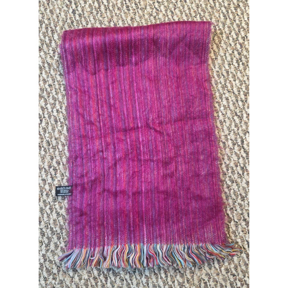 Winterbourne Alpaca Blend Silk Scarf Berry Purple Fringe Cozy Vtg Boho 12x76 - Picture 6 of 7
